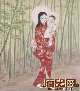 江户时代，基督教传入日本后，出现了日本版的圣母玛利亚和圣婴耶稣。