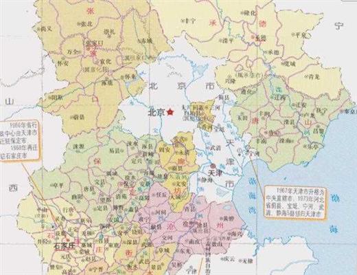 津冀的区划变动，1973年，河北省的5个县，为何划入天津市？