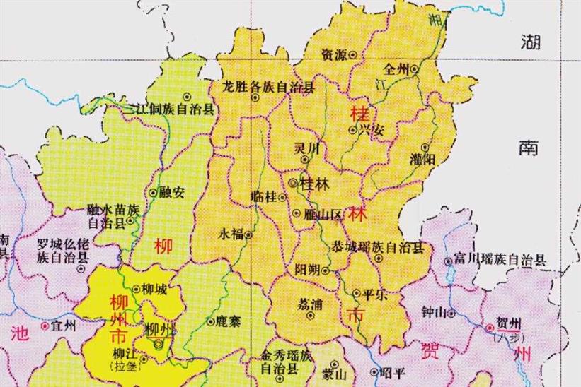 广西桂林12县地图图片