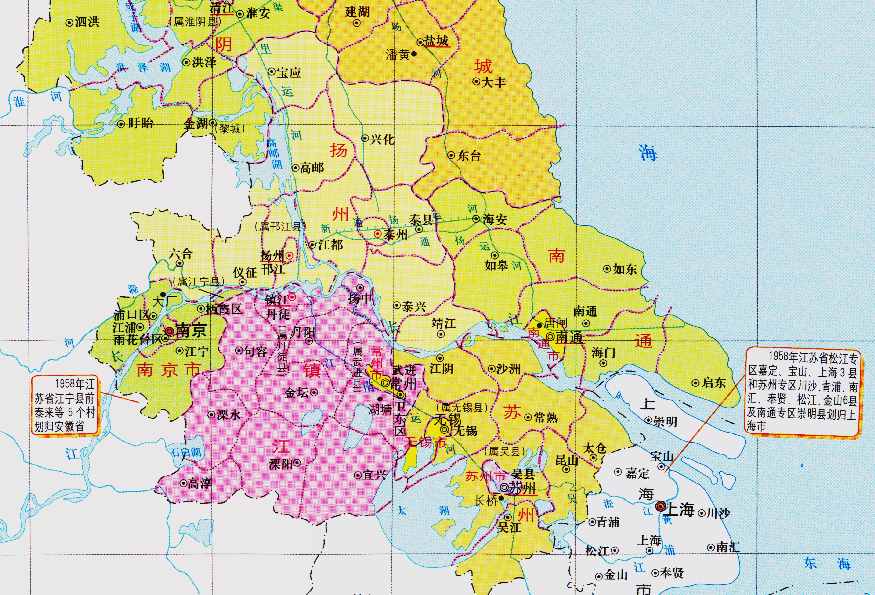 江苏省的区划变动，总计有22个县，为何划入了周边各省？